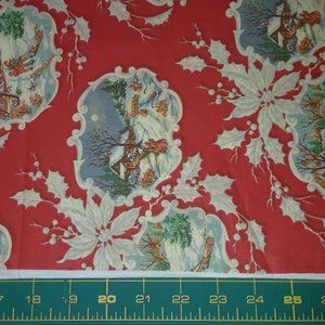 2.5 YARDS Sewing Fabric 'Vintage Winter Scenes'